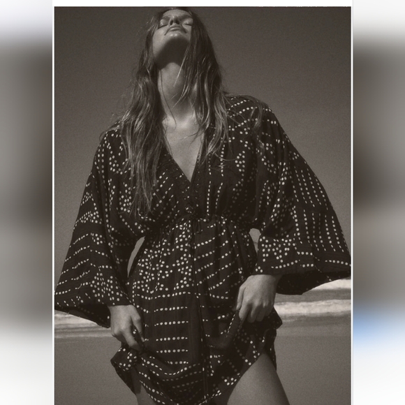 Zara Printed Mini Tunic Dress. Black and white polka dots. Size XXL. - Picture 2 of 16